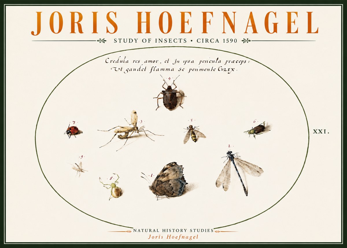 Joris Hoefnagel Study of Insects • Circa 1590 No6 - Affiche