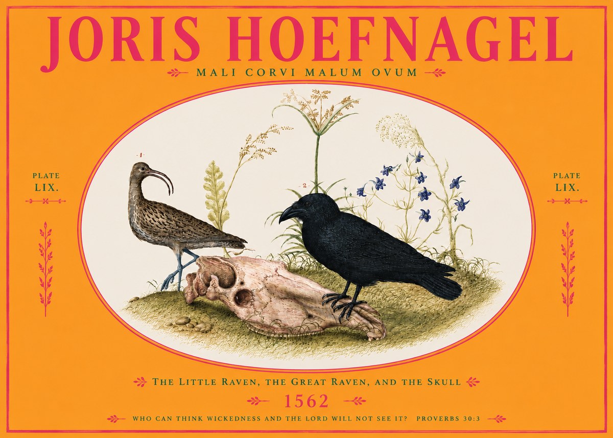 Joris Hoefnagel The Little Raven, the Great Raven, and the Skull No4 - Affiche