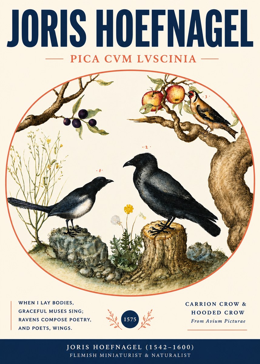 Joris Hoefnagel Carrion Crow & Hooded Crow No3 - Affiche