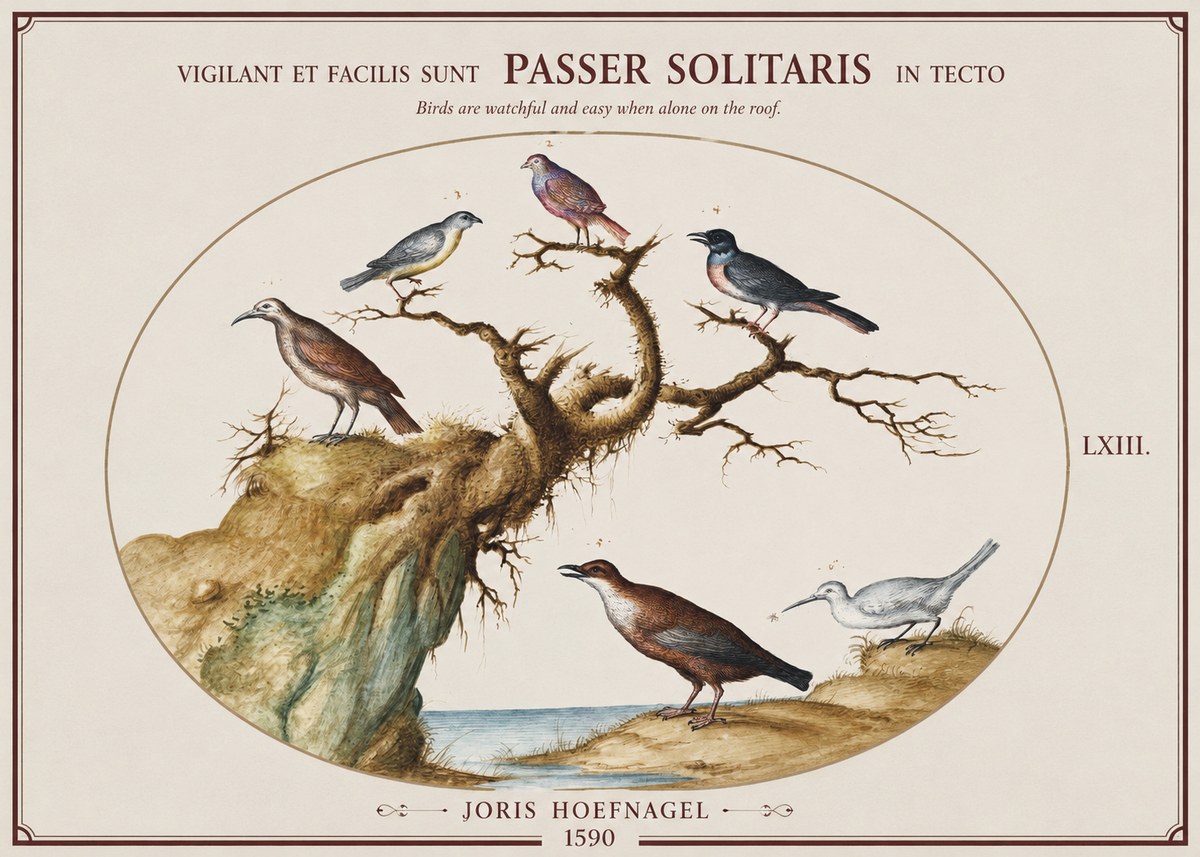 Joris Hoefnagel Vigilant Et Fact Suum Sicut Passer Solitarius in Tecto No2 - Affiche