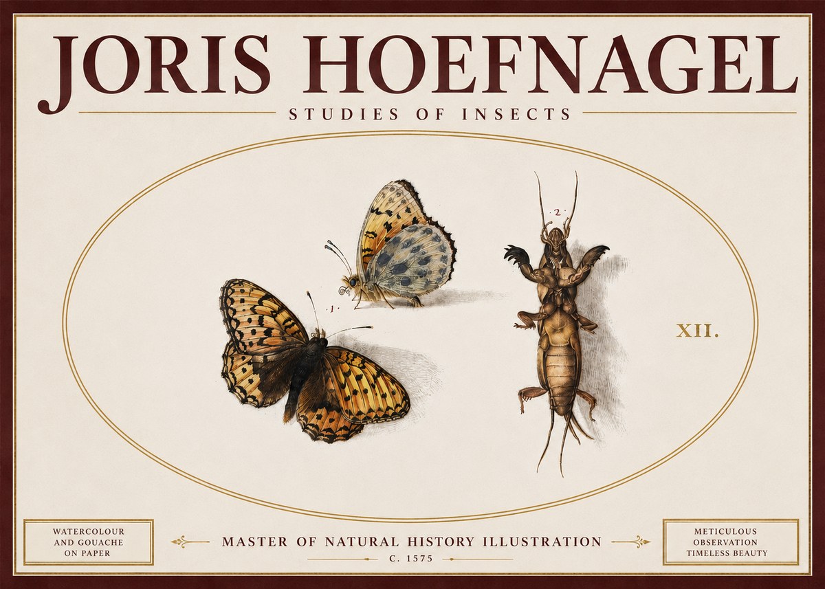 Joris Hoefnagel Studies of Insects Xii No5 - Affiche
