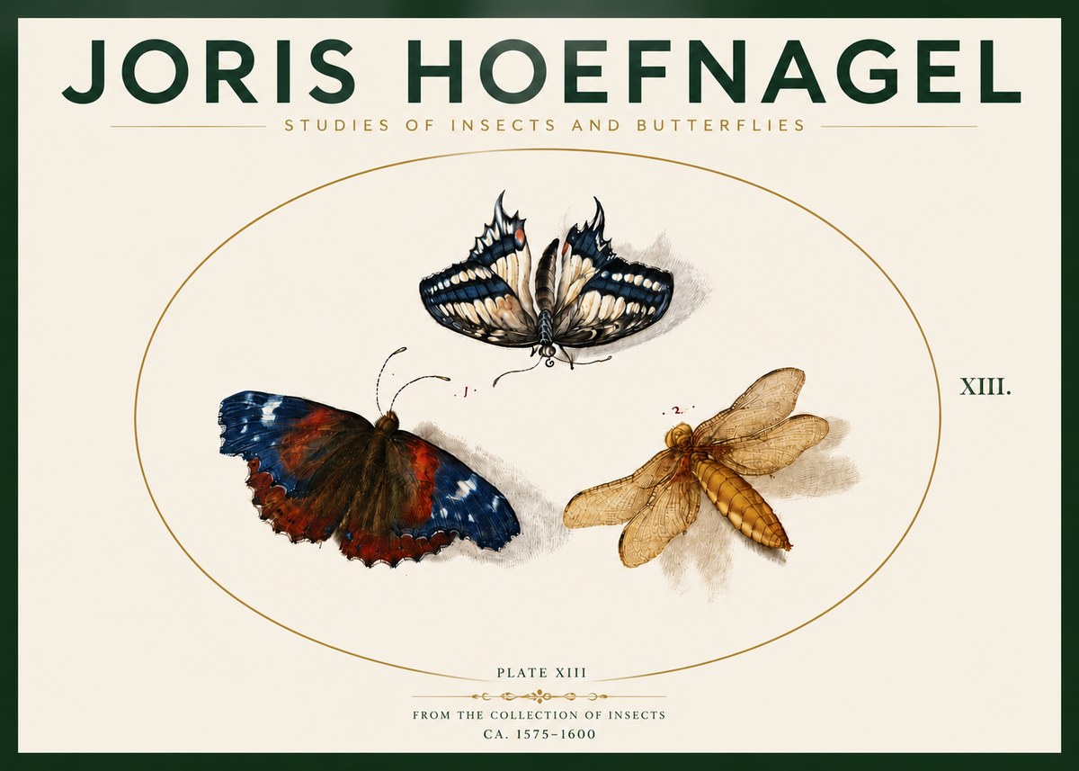 Joris Hoefnagel Studies of Insects - Plate Xiii No4 - Affiche