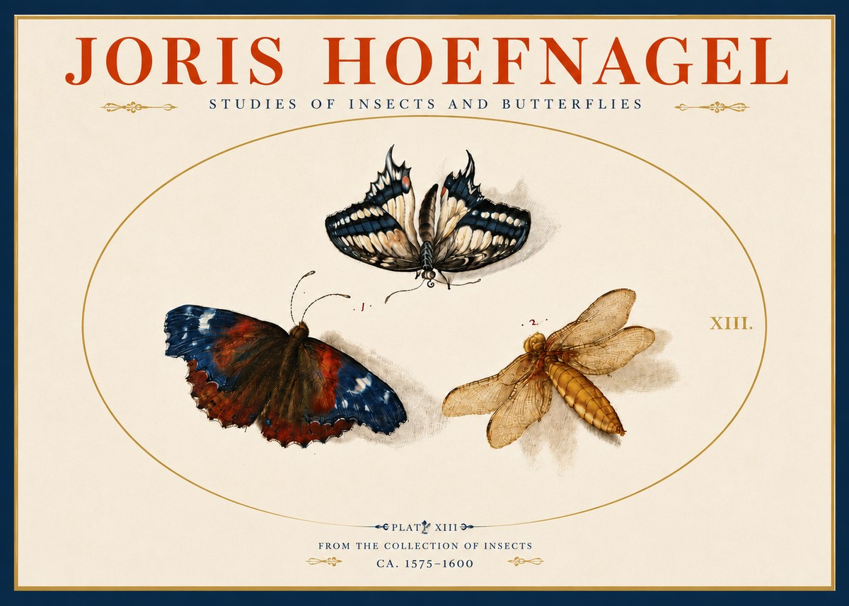 Joris Hoefnagel Studies of Insects - Plate Xiii No5 - Affiche