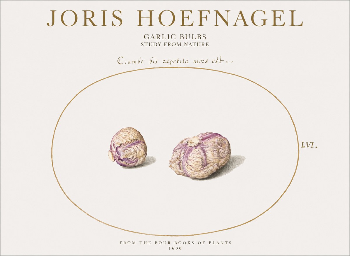 Joris Hoefnagel Garlic Bulbs Study from Nature No1 - Affiche