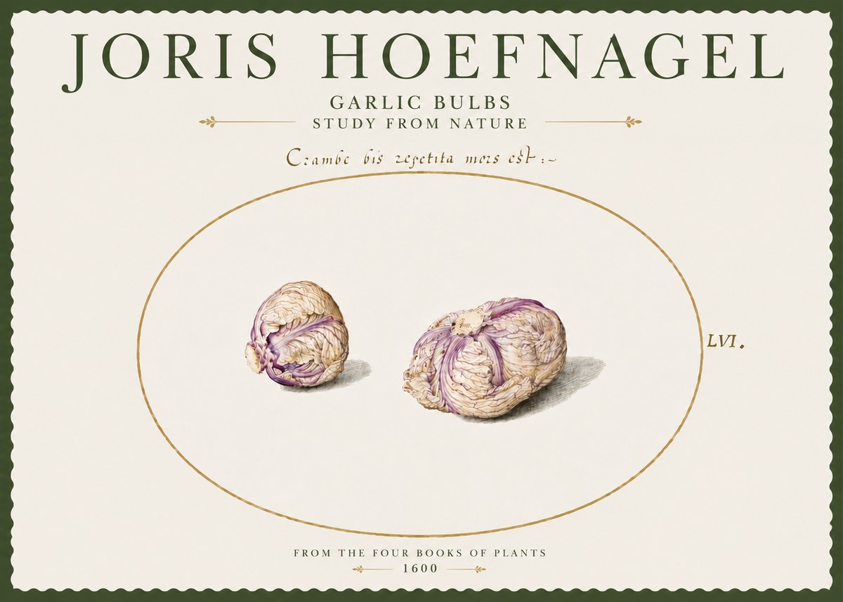 Joris Hoefnagel Garlic Bulbs Study from Nature No4 - Affiche