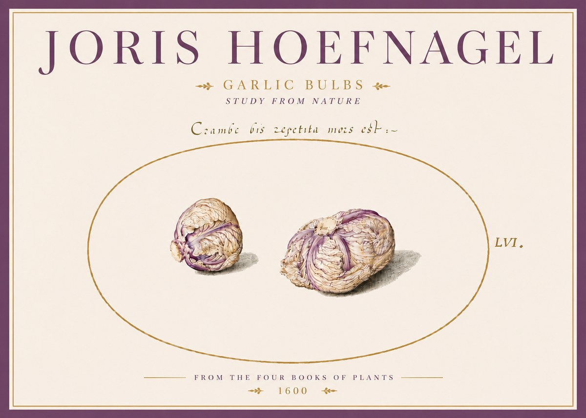 Joris Hoefnagel Garlic Bulbs Study from Nature No5 - Affiche
