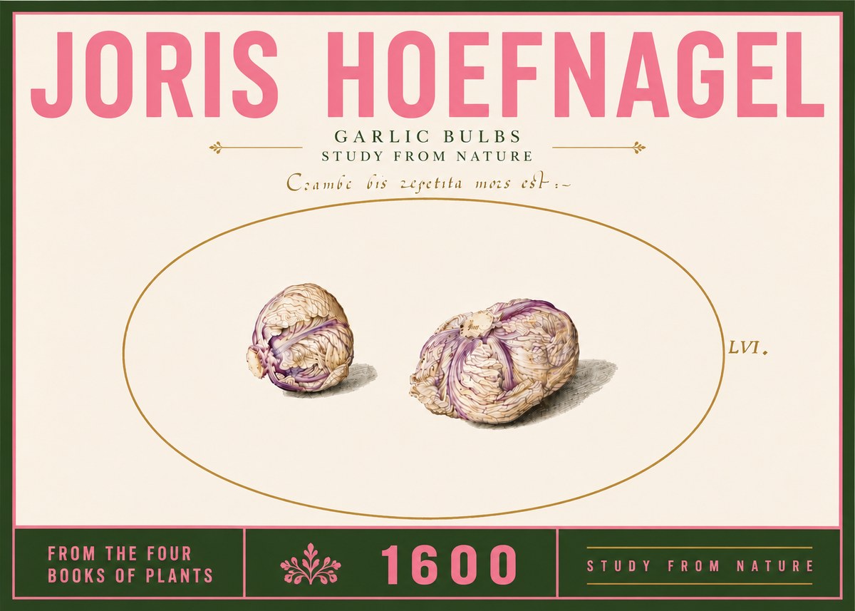 Joris Hoefnagel Garlic Bulbs Study from Nature No6 - Affiche