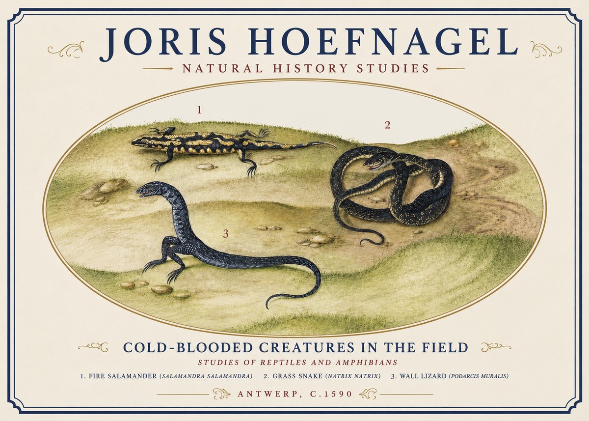 Joris Hoefnagel Cold-blooded Creatures in the Field No3 - Affiche