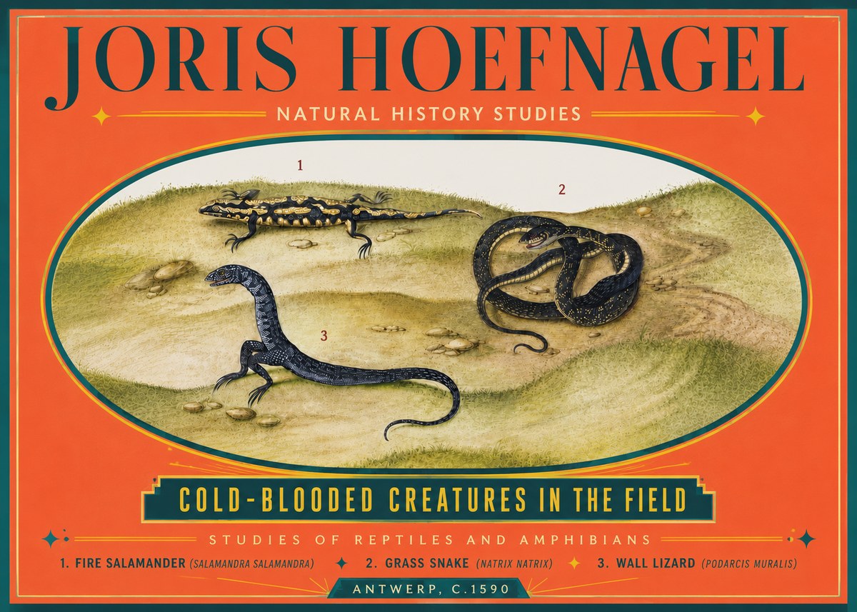 Joris Hoefnagel Cold-blooded Creatures in the Field No5 - Affiche