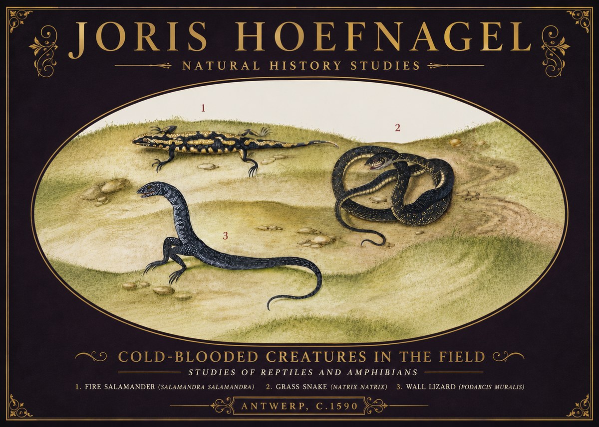 Joris Hoefnagel Cold-blooded Creatures in the Field No6 - Affiche