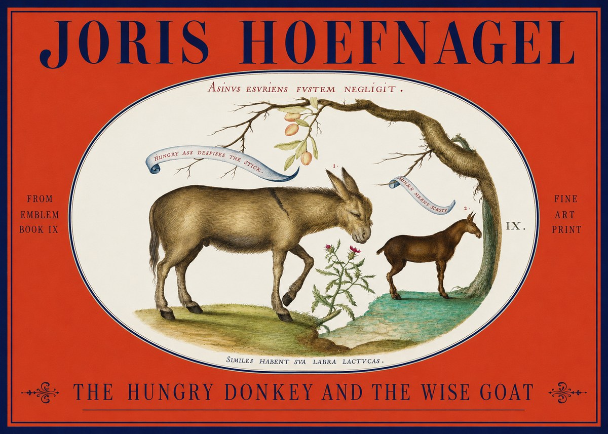 Joris Hoefnagel The Hungry Donkey and the Wise Goat No2 - Affiche