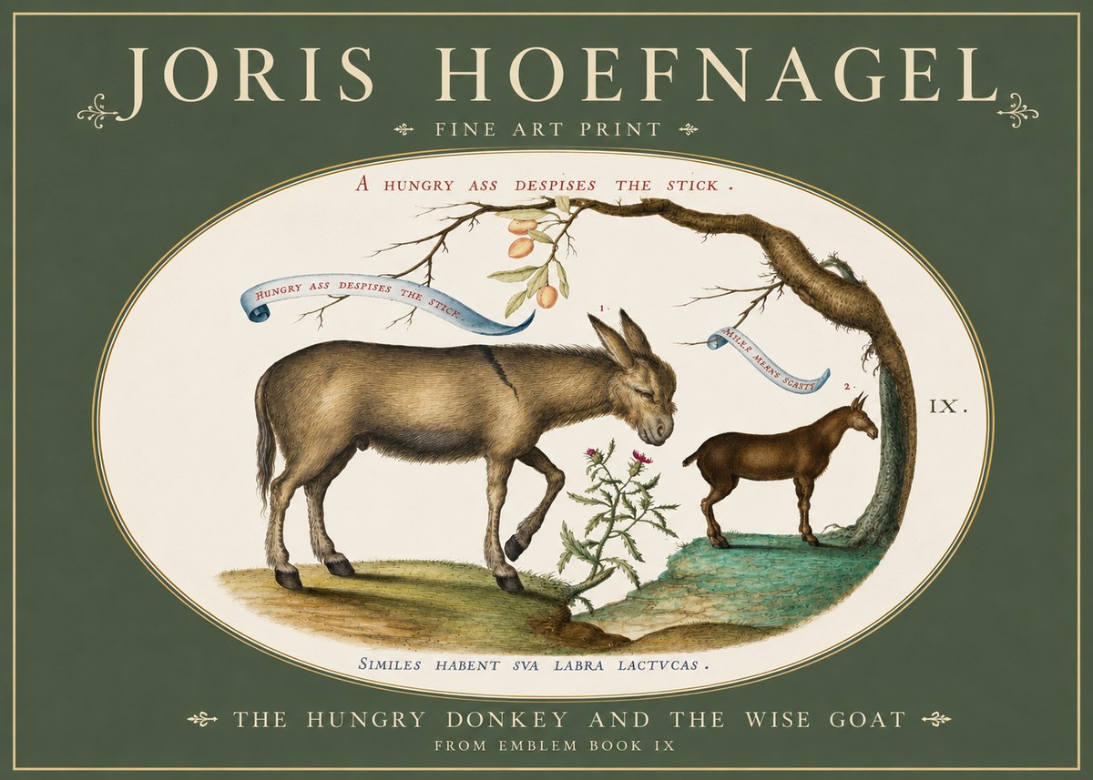 Joris Hoefnagel The Hungry Donkey and the Wise Goat No3 - Affiche