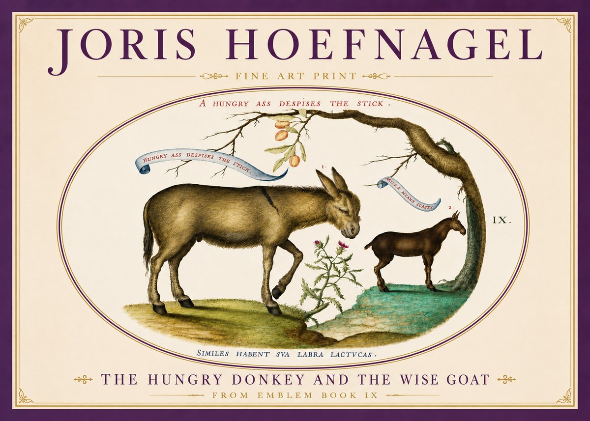 Joris Hoefnagel The Hungry Donkey and the Wise Goat No5 - Affiche