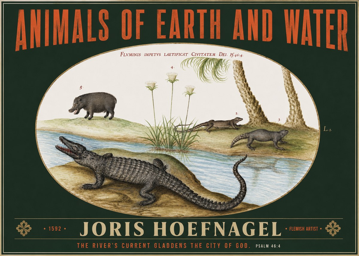 Joris Hoefnagel Animals of Earth and Water No2 - Affiche