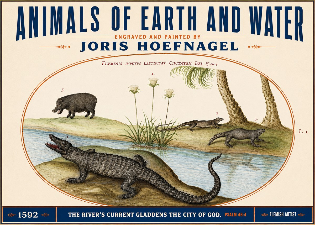 Joris Hoefnagel Animals of Earth and Water No3 - Affiche