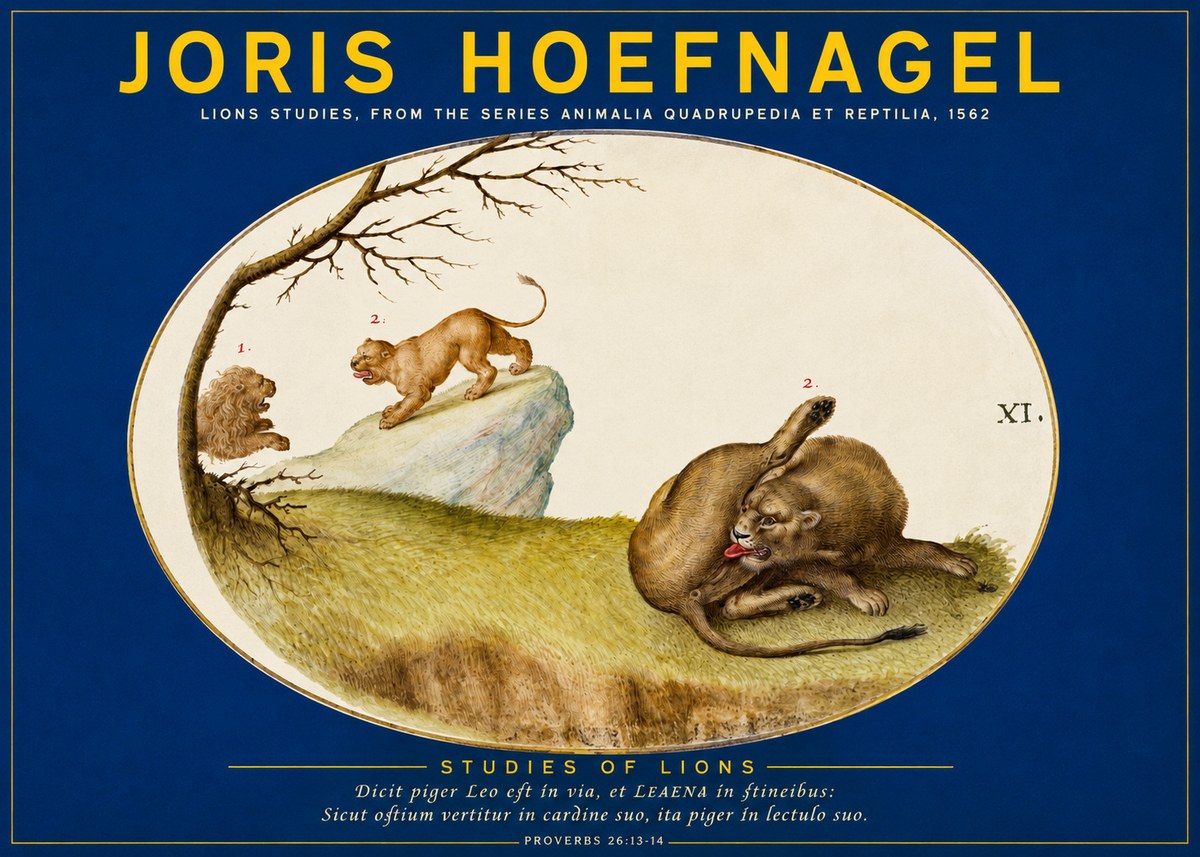 Joris Hoefnagel Lions Studies No2 - Affiche