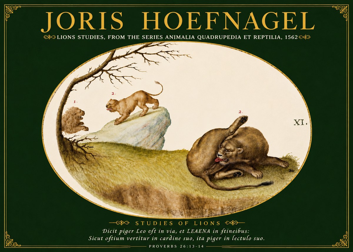 Joris Hoefnagel Lions Studies No5 - Affiche
