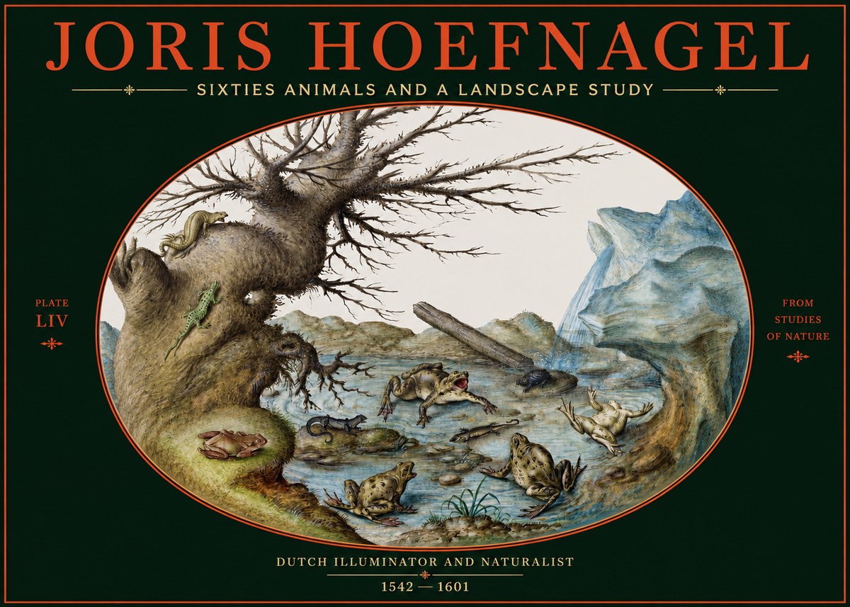 Joris Hoefnagel Sixtties Animals and a Landscape Study No2 - Affiche