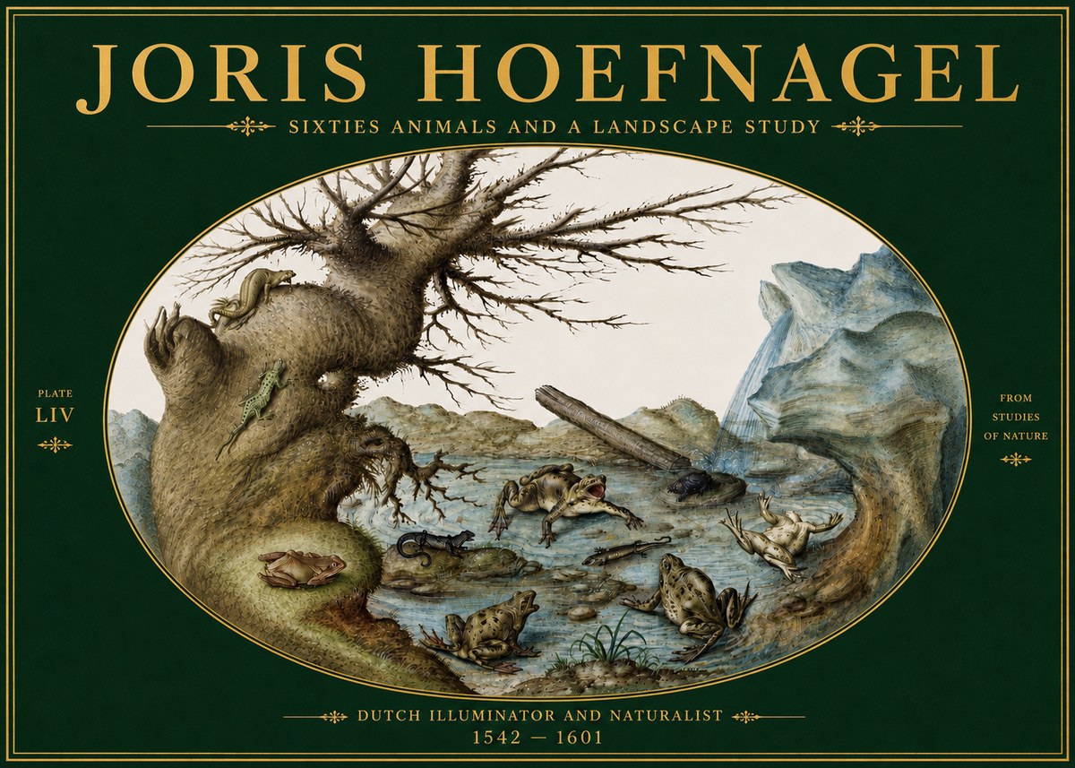 Joris Hoefnagel Sixtties Animals and a Landscape Study No5 - Affiche