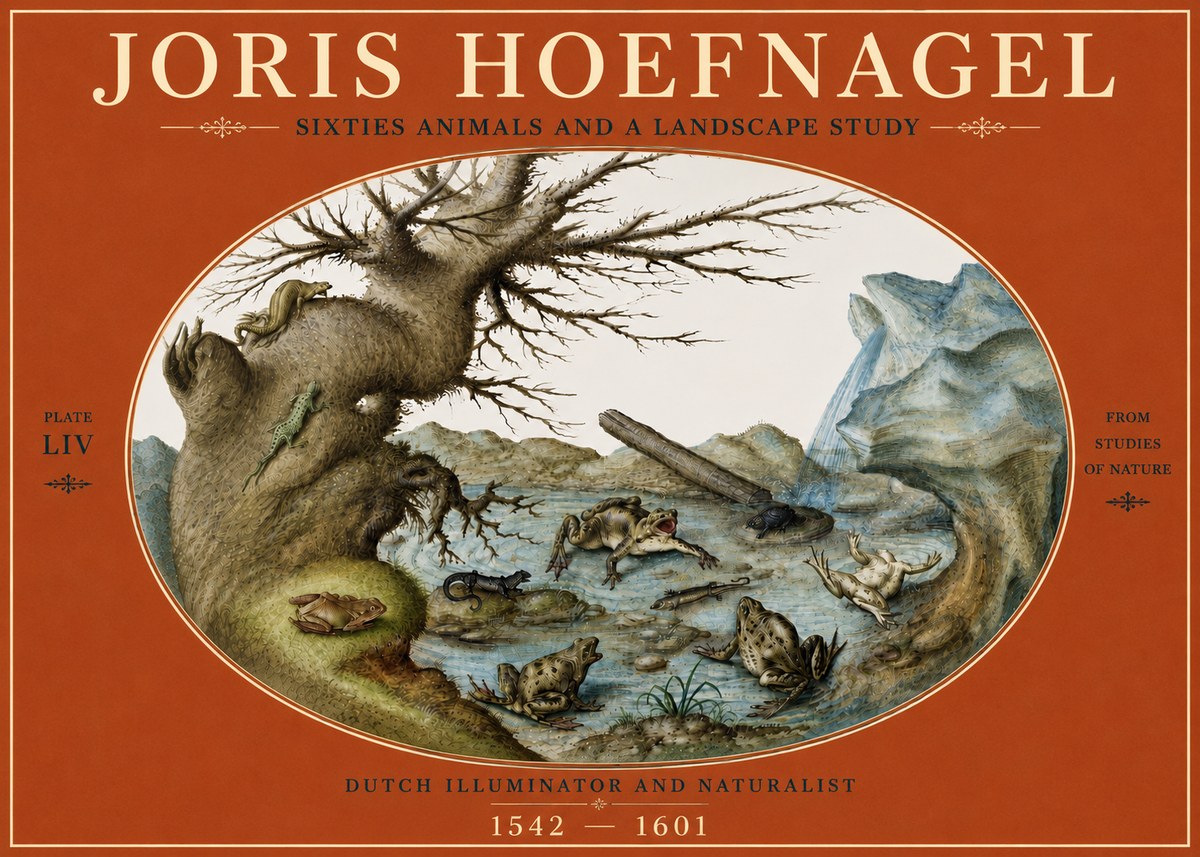 Joris Hoefnagel Sixtties Animals and a Landscape Study No6 - Affiche