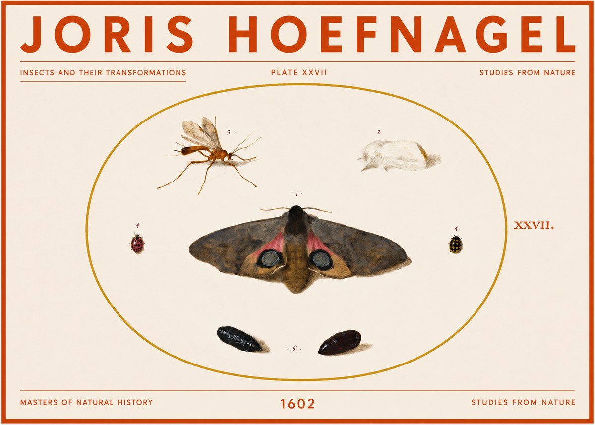 Joris Hoefnagel Insects and Their Transformations - Plate Xxvii No5 - Affiche