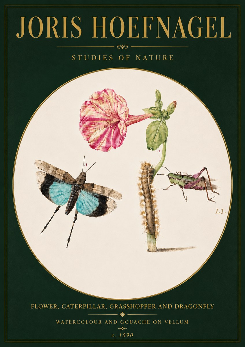 Joris Hoefnagel Plate L1. Studies of Insects and Plants No6 - Affiche