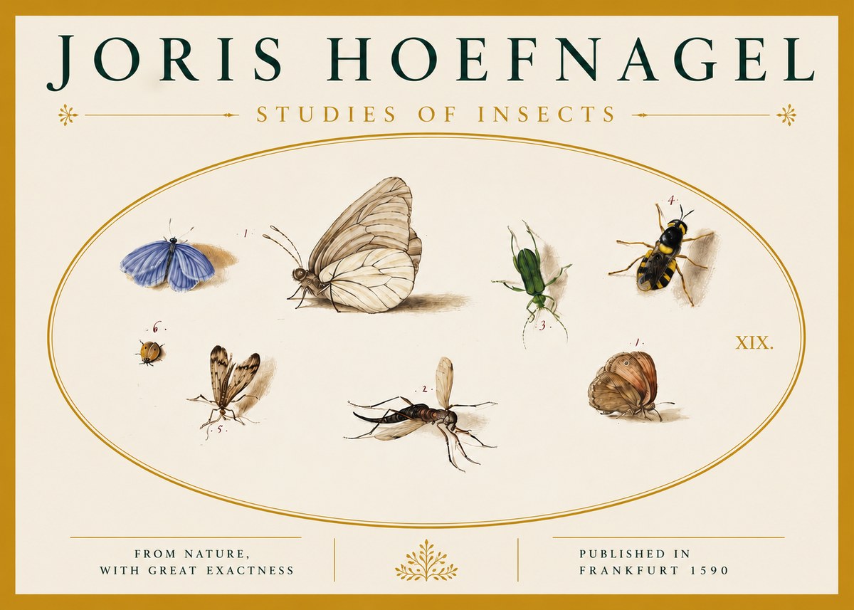 Joris Hoefnagel Studies of Insects V No4 - Affiche