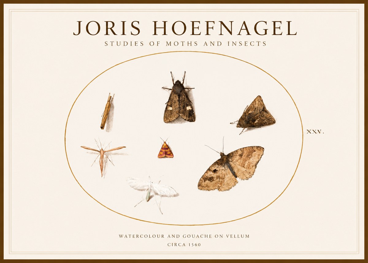 Joris Hoefnagel Studies of Moths and Insects - Xxv. No1 - Affiche