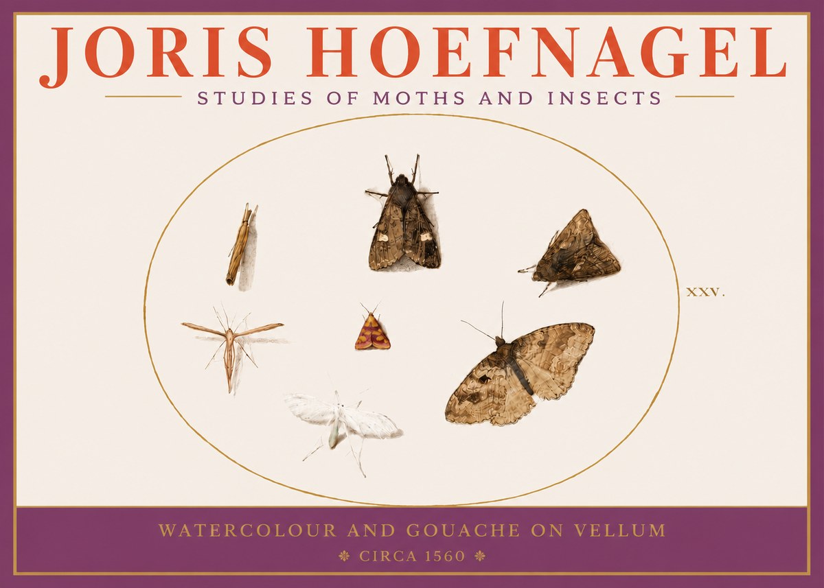 Joris Hoefnagel Studies of Moths and Insects - Xxv. No3 - Affiche