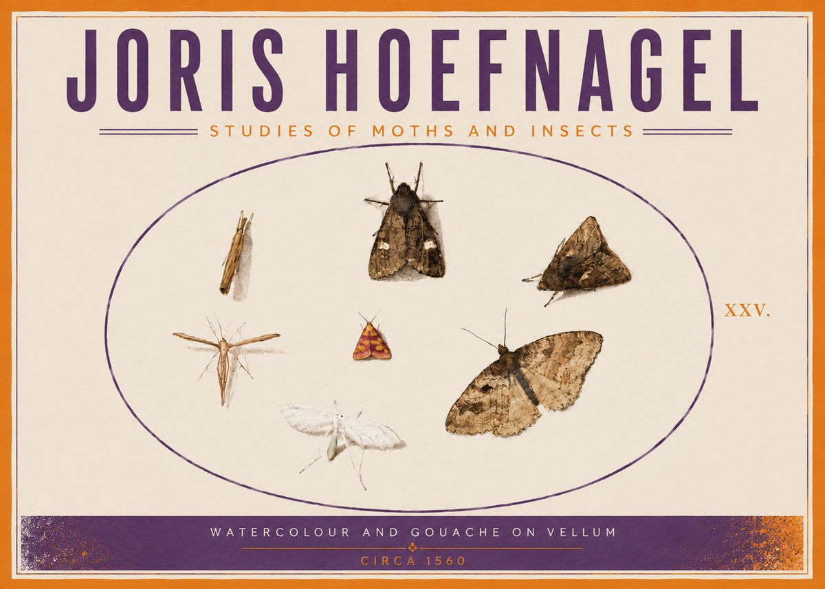Joris Hoefnagel Studies of Moths and Insects - Xxv. No5 - Affiche