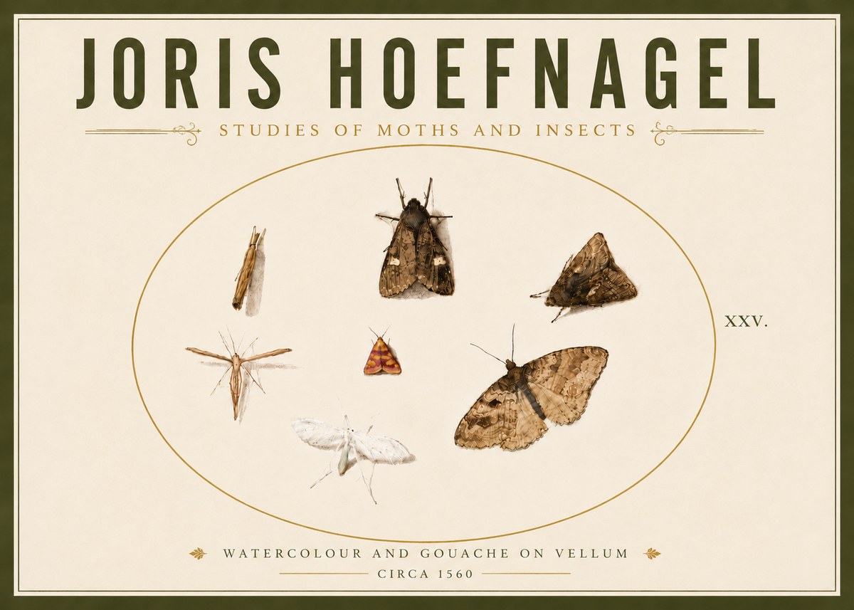 Joris Hoefnagel Studies of Moths and Insects - Xxv. No6 - Affiche