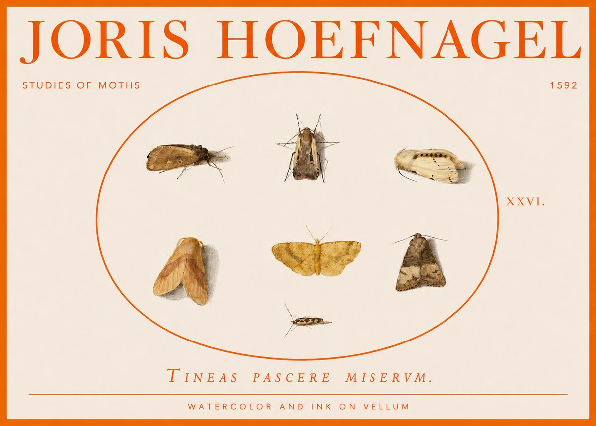 Joris Hoefnagel Studies of Moths II No3 - Affiche