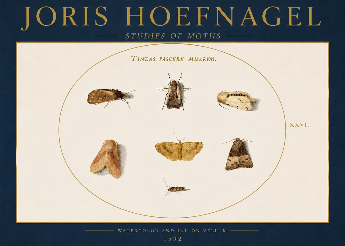 Joris Hoefnagel Studies of Moths II No4 - Affiche