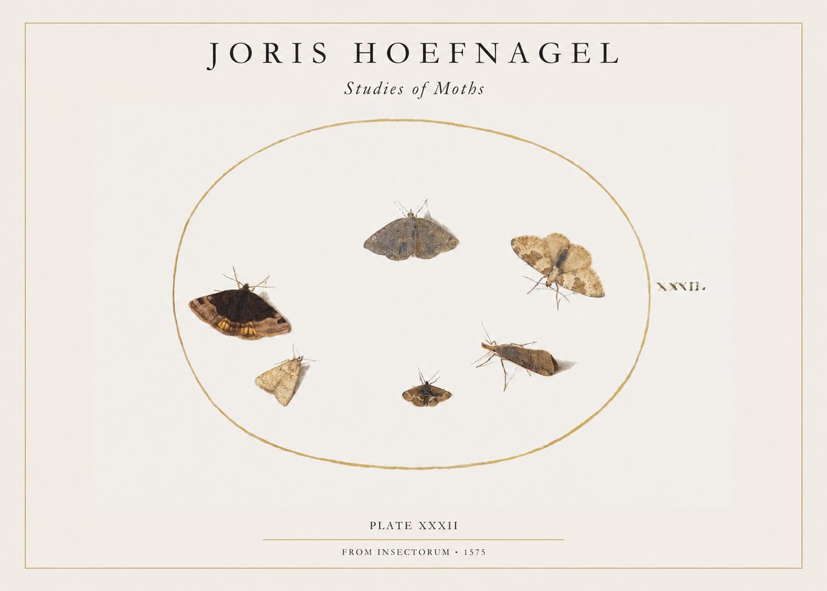 Joris Hoefnagel Studies of Moths III No1 - Affiche