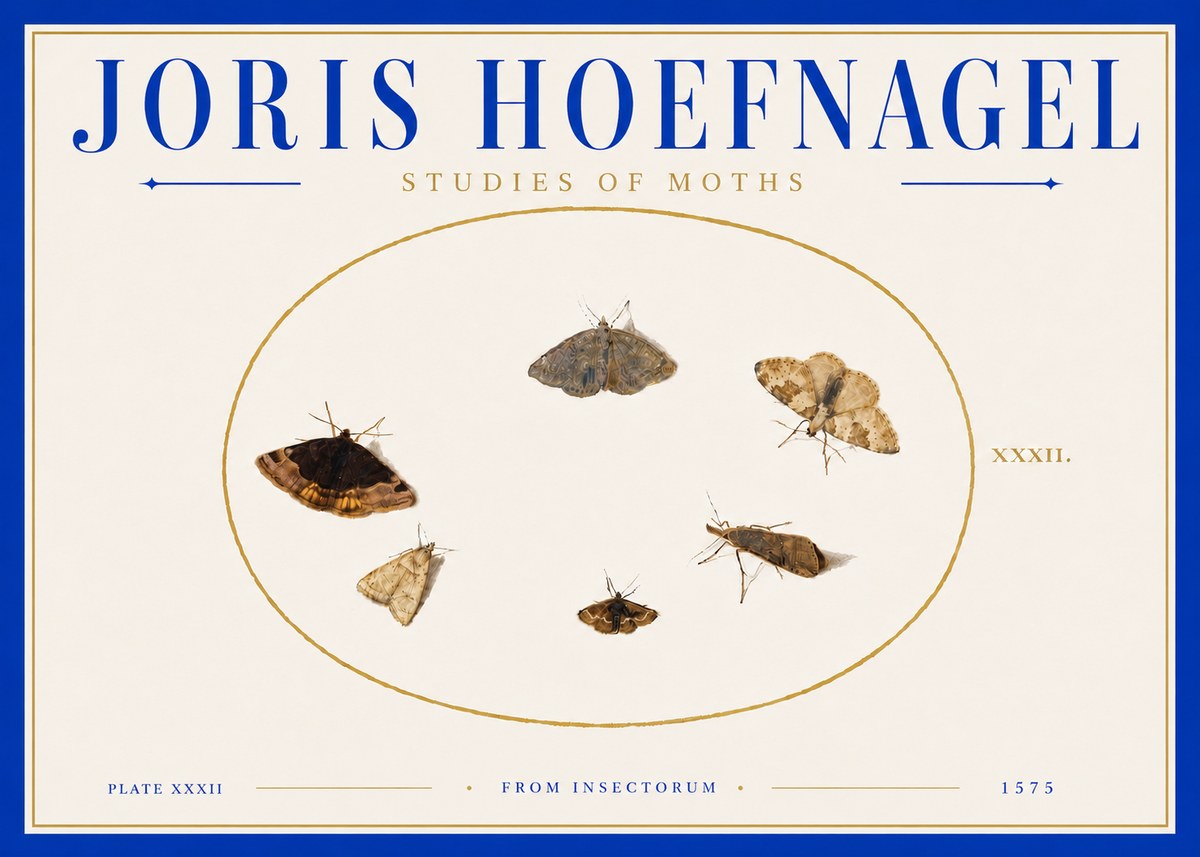 Joris Hoefnagel Studies of Moths III No6 - Affiche
