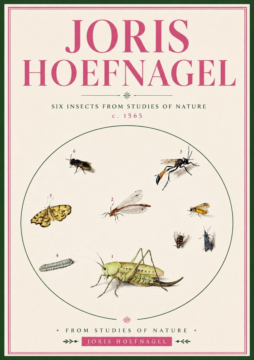 Joris Hoefnagel Six Insects from Studies of Nature C. 1565 No5 - Affiche