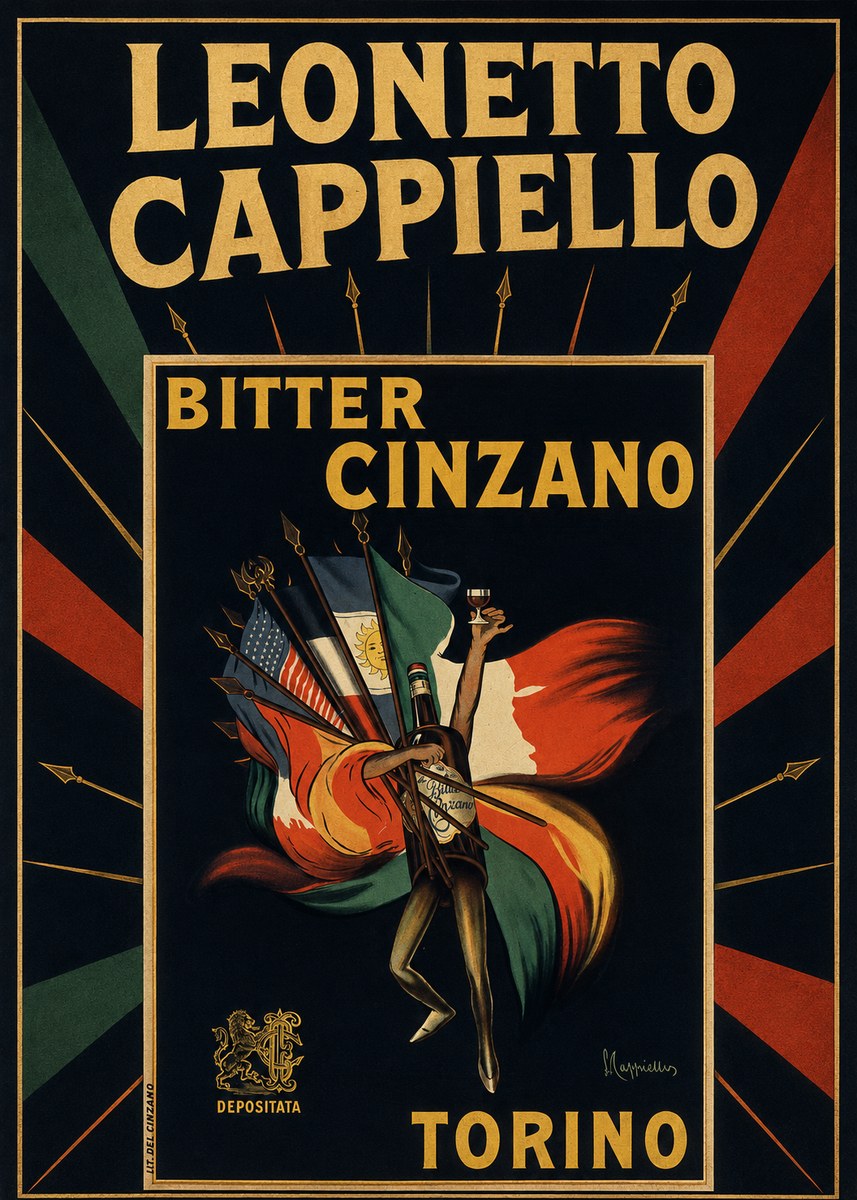 Leonetto Cappiello Bitter Cinzano Torino No5 - Affiche