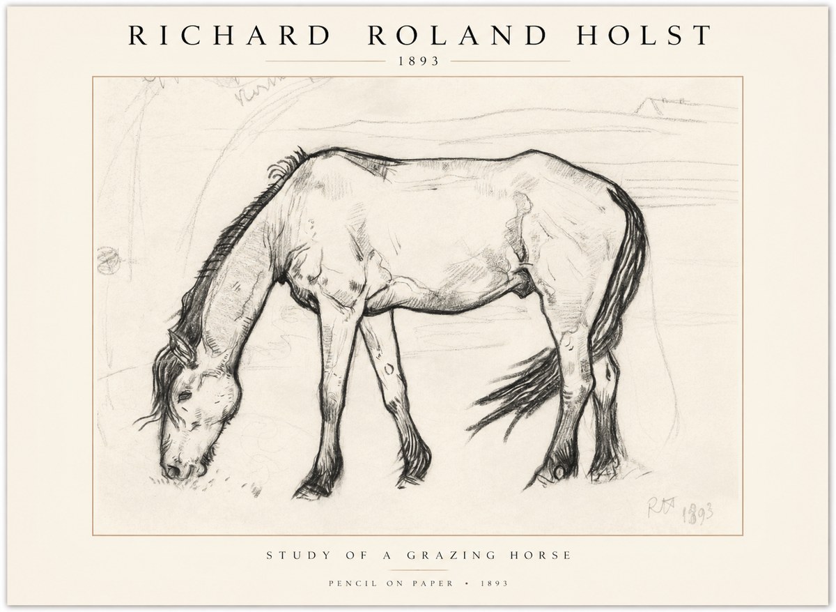 Richard Roland Holst Study of a Grazing Horse No1 - Affiche