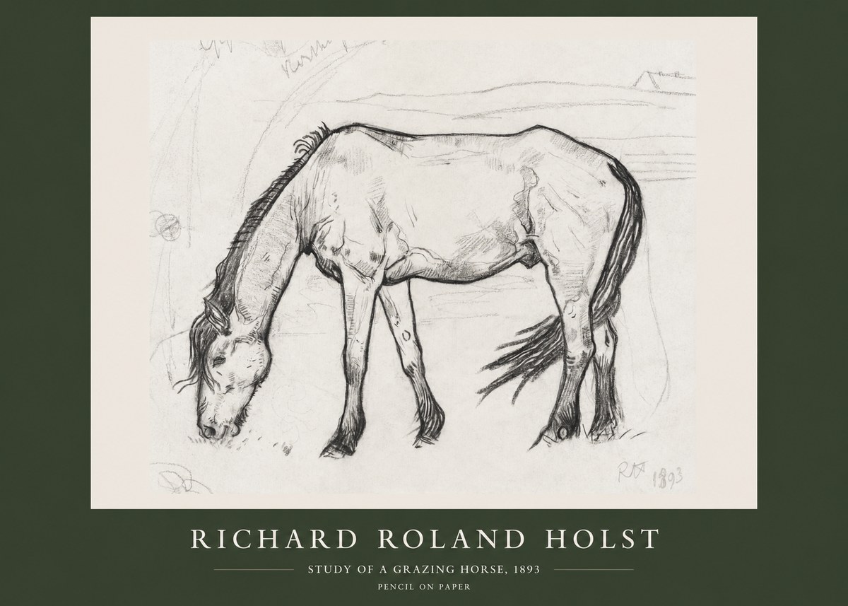 Richard Roland Holst Study of a Grazing Horse No2 - Affiche