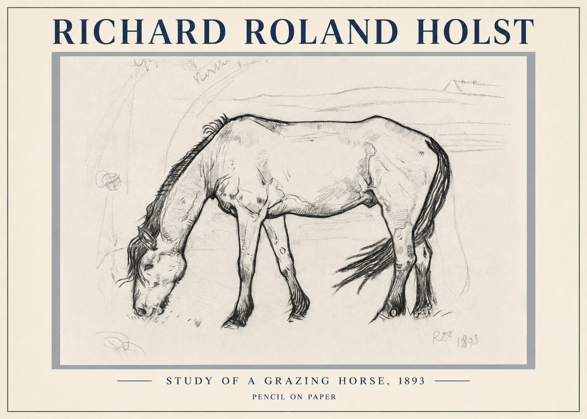 Richard Roland Holst Study of a Grazing Horse No5 - Affiche