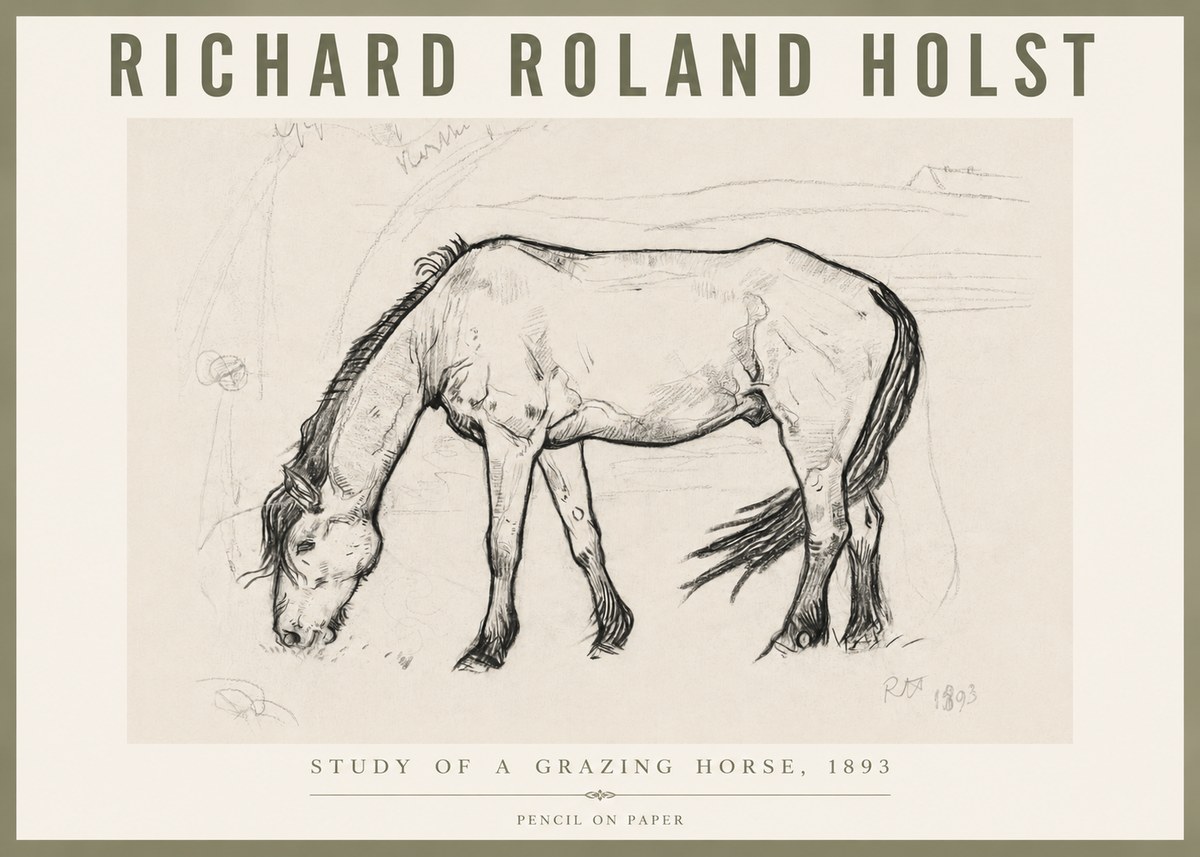 Richard Roland Holst Study of a Grazing Horse No6 - Affiche