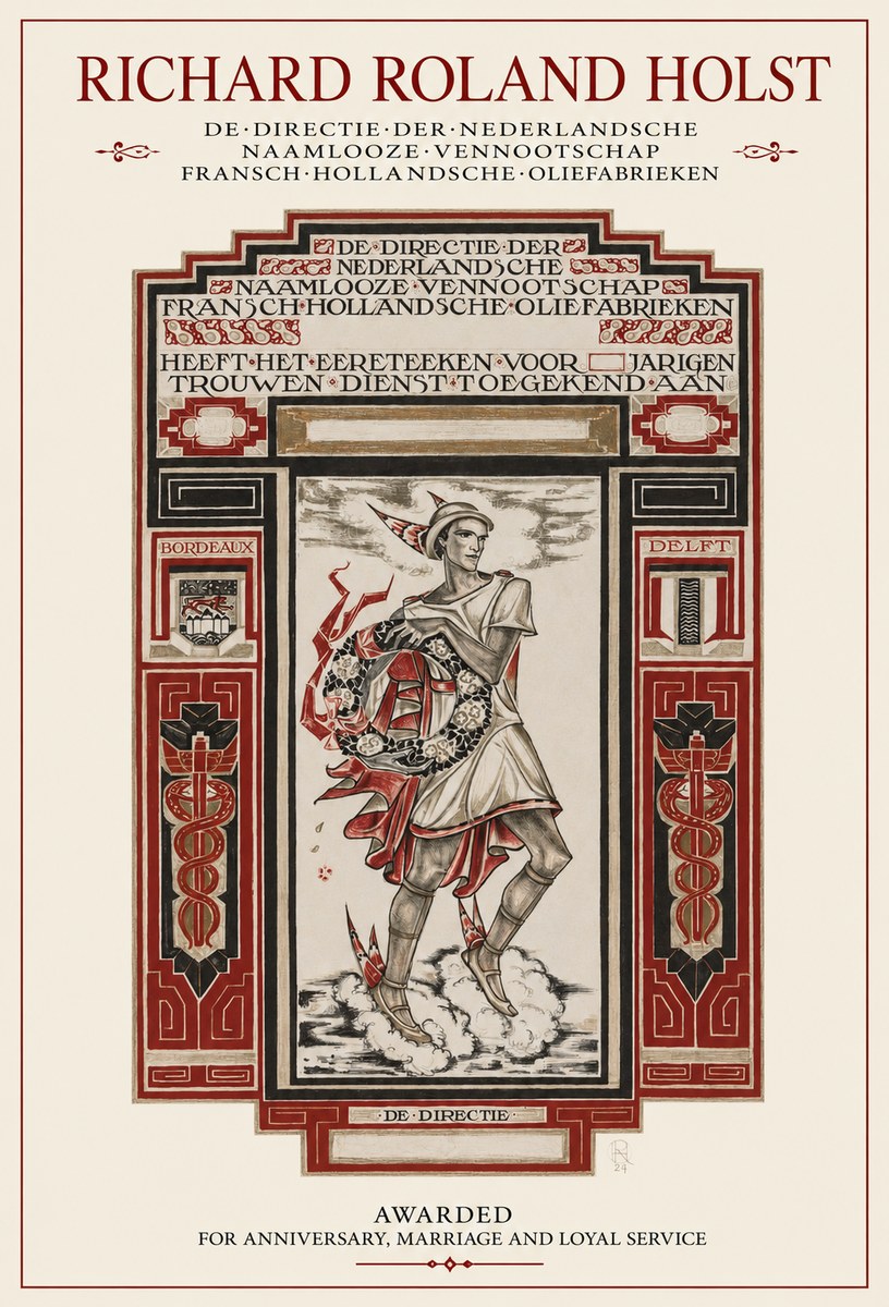 Richard Roland Holst Awarded for Anniversary, Marriage and Loyal Service No1 - Affiche