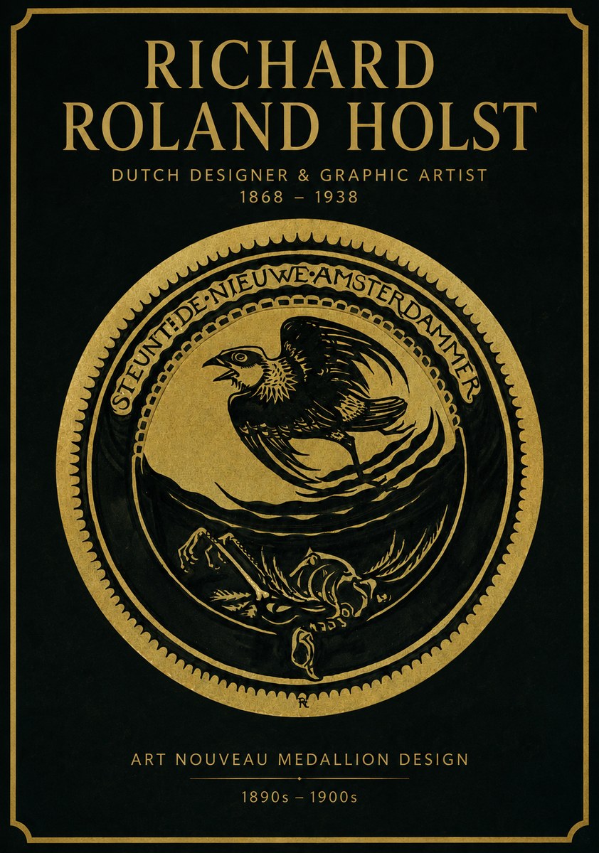 Richard Roland Holst Art Nouveau Medallion Design No2 - Affiche