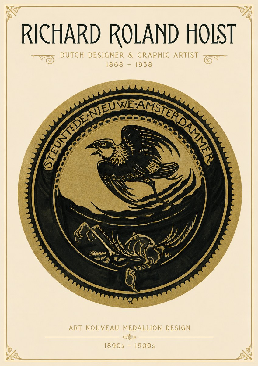 Richard Roland Holst Art Nouveau Medallion Design No3 - Affiche