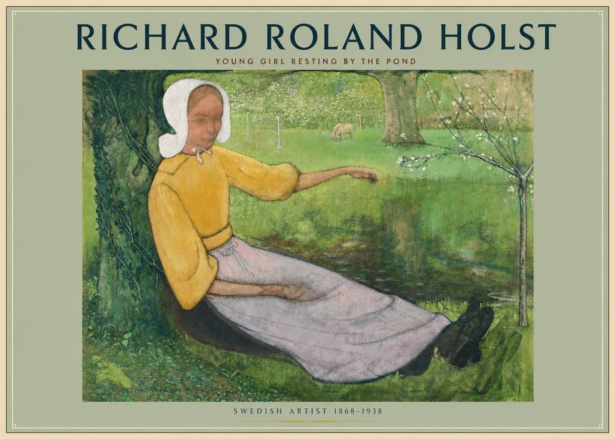 Richard Roland Holst Young Girl Resting by the Pond No2 - Affiche