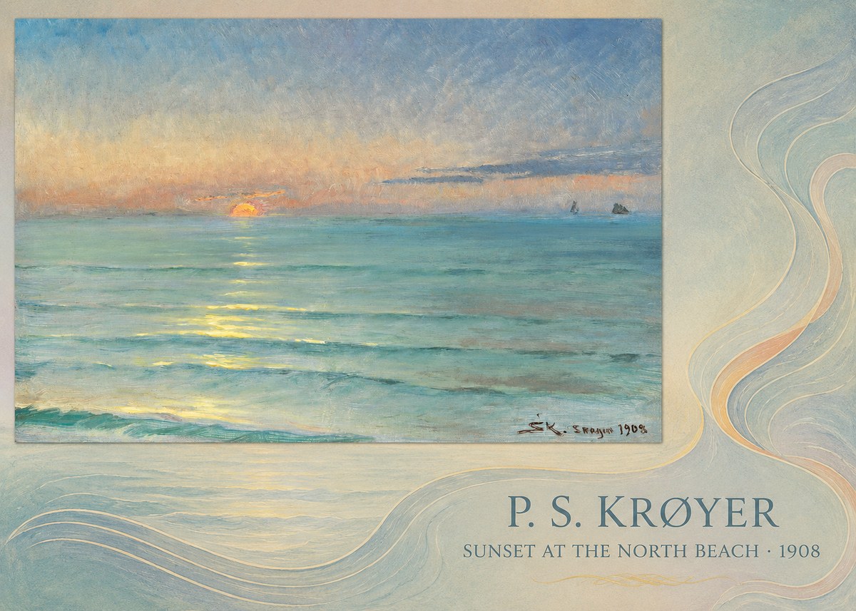 P.S. Krøyer Sunset at the North Beach No4 - Affiche