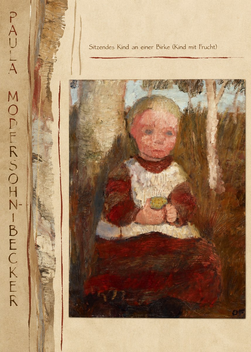 Paula Modersohn-Becker Sitzendes Kind an Einer Birke (Kind Mit Frucht) No3 - Affiche