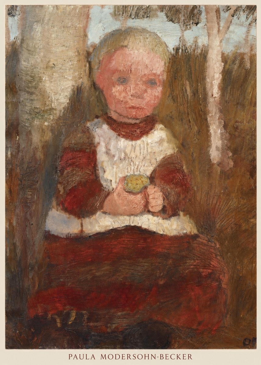 Paula Modersohn-Becker Sitzendes Kind an Einer Birke (Kind Mit Frucht) No6 - Affiche