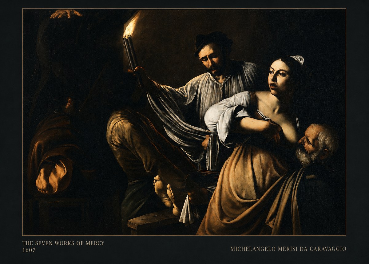 Michelangelo Merisi da Caravaggio The Seven Works of Mercy III No5 - Affiche
