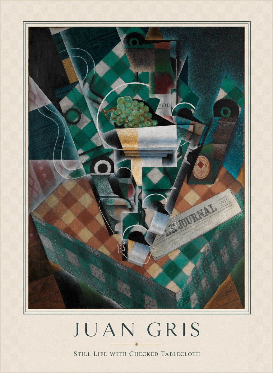 Juan Gris Still Life with Checked Tablecloth No4 - Affiche